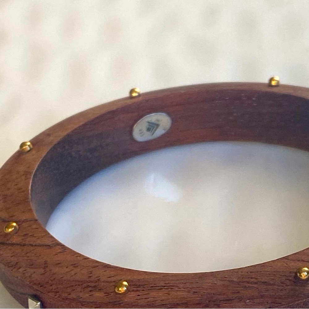 Silpada silver Brass and Crystal Studded Wooden Bangle Bracelet B3302 - Picture 7 of 11